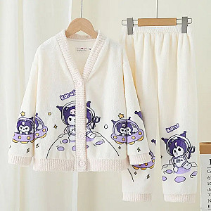 Kuromi Cartoon Winter Sanrio Long Sleeve Pajamas Homewear Clothes