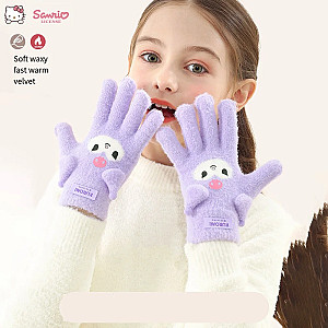 Kuromi Cartoon Warm Soft Plush Flip Cover Dual Purpose Winter Gloves