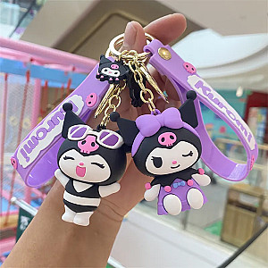 Kuromi Cute Black Purple Doll Keychains