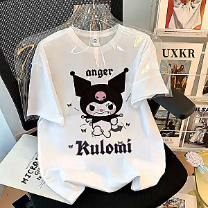 Sanrio Kawaii Anger Kuromi Cute Cartoon Girls Summer T-Shirt