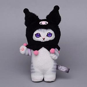 15cm Black Grey Kuromi Cat Cosplay Plush Keychain