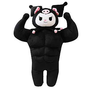 50-90cm Black Kuromi Muscle Sanrio Anime Stuffed Animal Plush