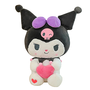 30-60cm Black White Kuromi Heart Stuffed Animal Plush