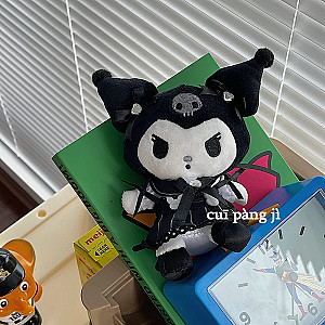 Kuromi Cartoon Black Dress Stuffed Animal Plush Keychain