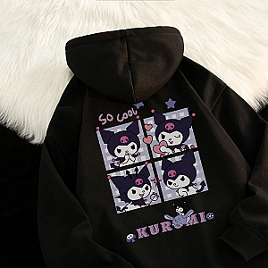 Sanrio Kuromi Cute Cartoon Style Goth Hooded Sweatshirt