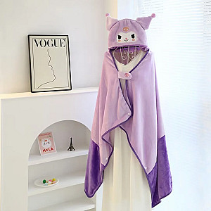 Kuromi Cartoon Sanrio ute Office Home Napping Air Conditioning Blanket Hooded Cape